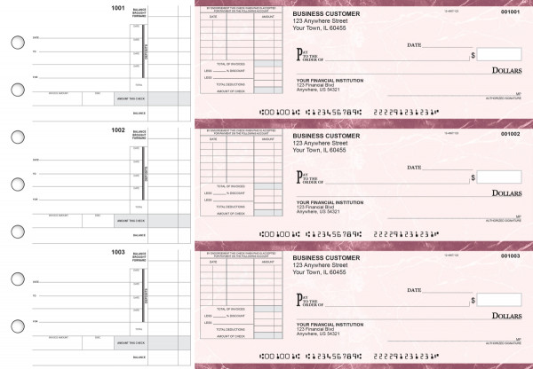 Burgundy Marble Itemized Invoice Business Checks | BU3-BMA01-TNV