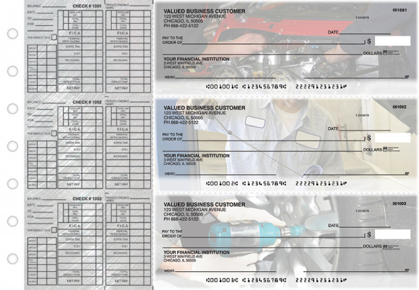 Mechanic Payroll Designer Business Checks  | BU3-CDS13-PAY