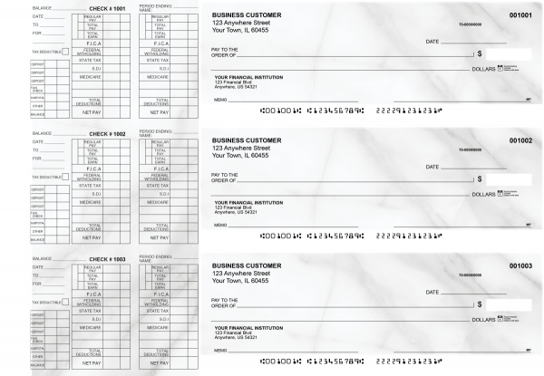 Marble Payroll Designer Business Checks  | BU3-CDS20-PAY