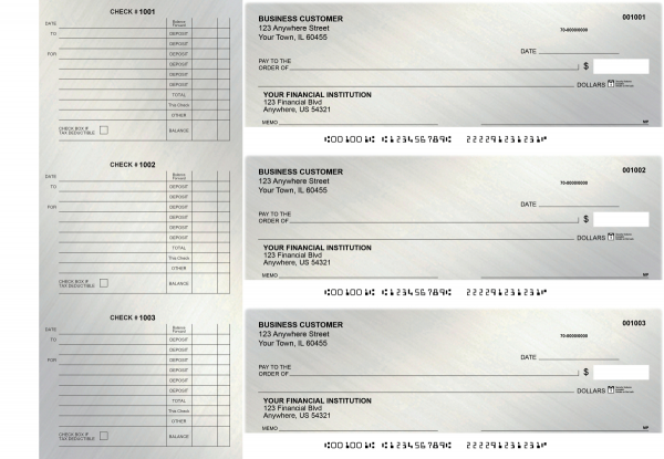 Brushed Metal Accounts Payable Designer Business Checks | BU3-CDS23-DED