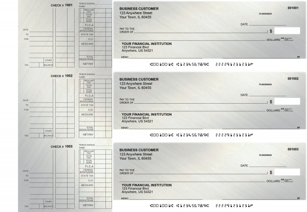 Brushed Metal Multi Purpose Designer Business Checks | BU3-CDS23-DEP