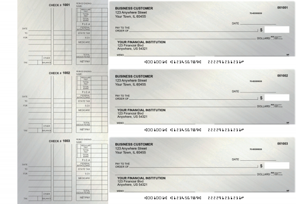 Brushed Metal Multi Purpose Designer Business Checks  | BU3-CDS23-DEP