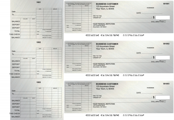 Brushed Metal General Itemized Invoice Business Checks | BU3-CDS23-GII