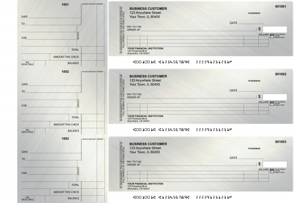 Brushed Metal Itemized Counter Signature Business Checks | BU3-CDS23-ICS