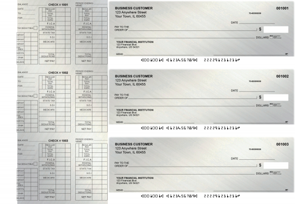 Brushed Metal Payroll Designer Business Checks | BU3-CDS23-PAY