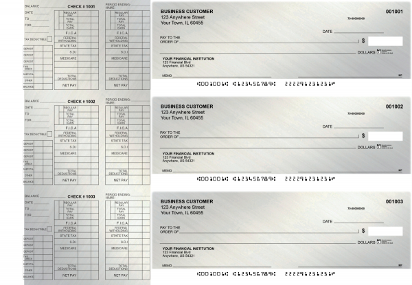 Brushed Metal Payroll Designer Business Checks  | BU3-CDS23-PAY