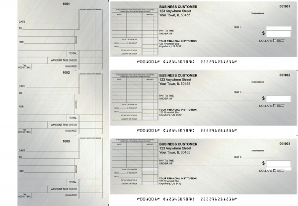 Brushed Metal Standard Itemized Invoice Business Checks | BU3-CDS23-SII