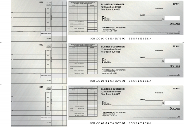 Brushed Metal Itemized Invoice Business Checks | BU3-CDS23-TNV