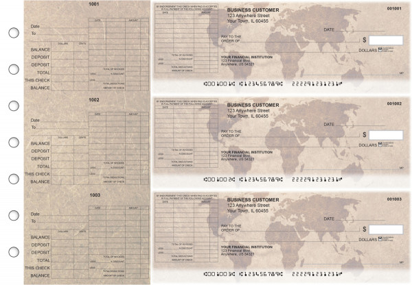 World Map General Itemized Invoice Business Checks | BU3-CDS26-GII