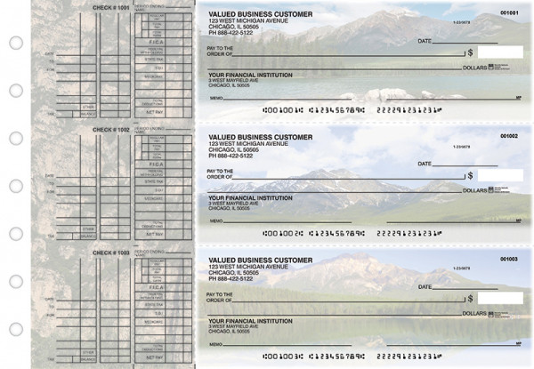 Scenic Mountains Multi Purpose Designer Business Checks  | BU3-CDS29-DEP