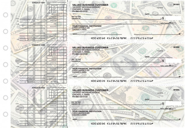 Money Multi Purpose Designer Business Checks  | BU3-CDS31-DEP