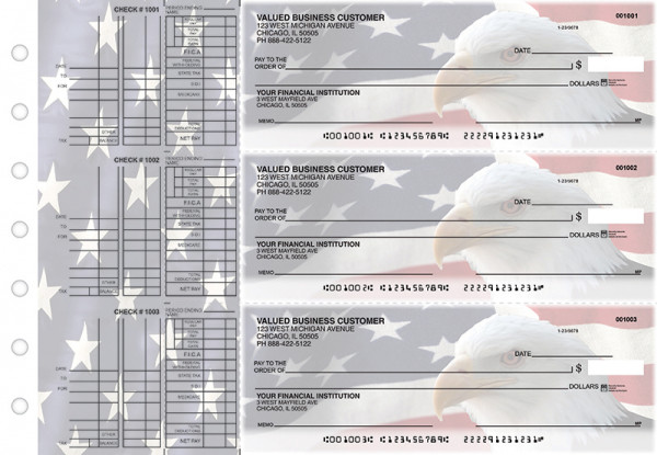 American Flag Multi Purpose Designer Business Checks | BU3-CDS32-DEP