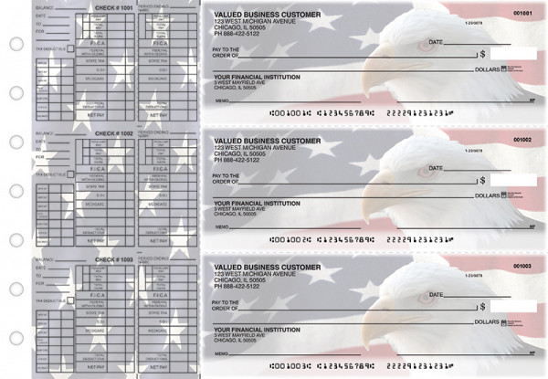 American Flag Payroll Designer Business Checks | BU3-CDS32-PAY