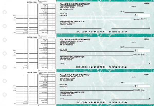 Teal Marble Multi Purpose Business Checks | BU3-EMA01-DEP