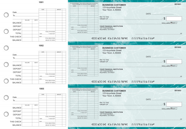 Teal Marble General Itemized Invoice Business Checks | BU3-EMA01-GII