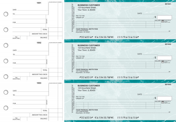 Teal Marble Itemized Counter Signature Business Checks | BU3-EMA01-ICS