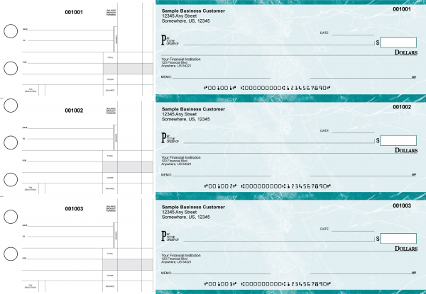 Teal Marble Standard Disbursement Business Checks | BU3-EMA01-SDS