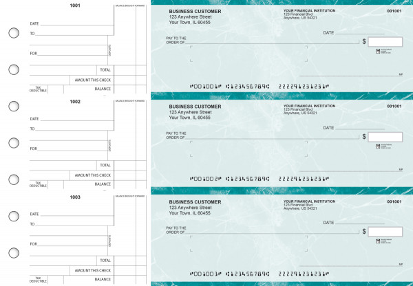 Teal Marble Standard Mailer Business Checks | BU3-EMA01-SML