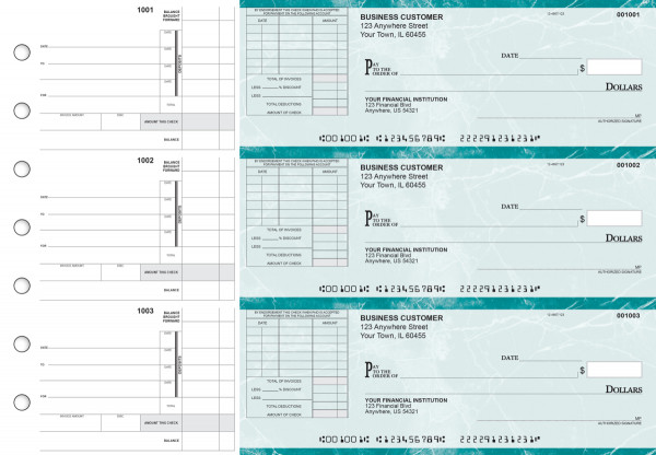 Teal Marble Itemized Invoice Business Checks | BU3-EMA01-TNV