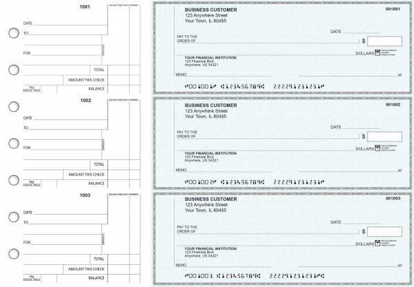 Teal Safety Standard Counter Signature Business Checks | BU3-ESF01-SCS