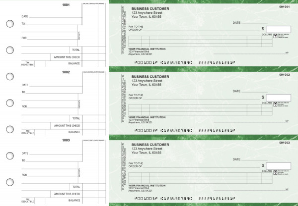 Green Marble Itemized Counter Signature Business Checks | BU3-GMA01-ICS