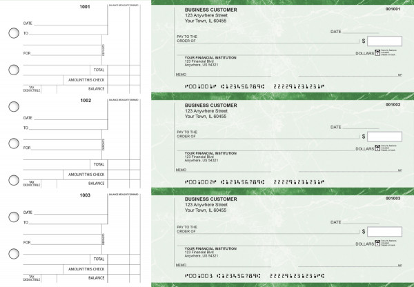 Green Marble Standard Counter Signature Business Checks | BU3-GMA01-SCS