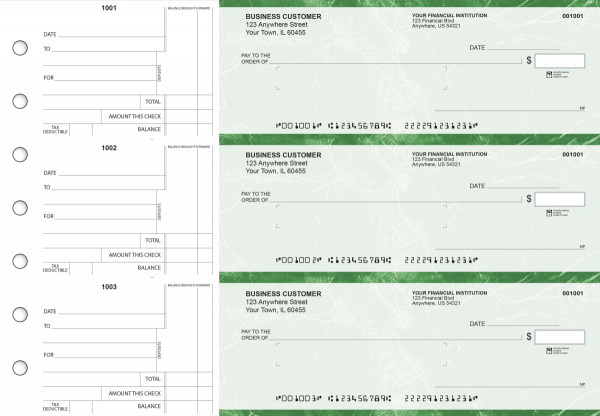 Green Marble Standard Mailer Business Checks | BU3-GMA01-SML