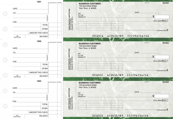 Green Marble Standard Invoice Business Checks | BU3-GMA01-SNV