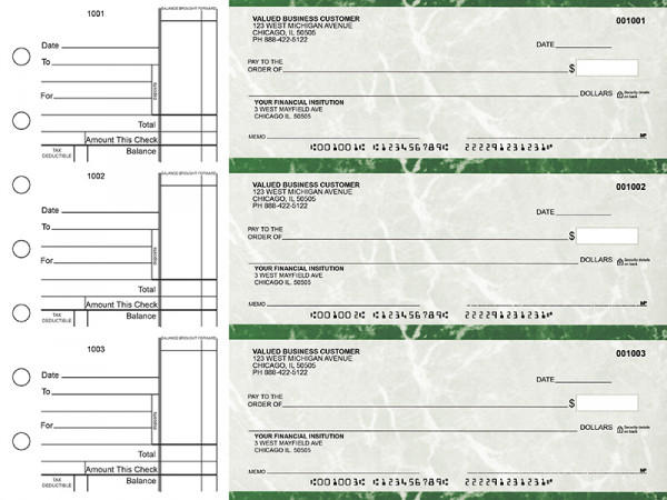 Green Marble Standard Business Checks | BU3-GMA01-STA