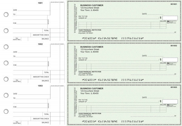 Green Safety Itemized Counter Signature Business Checks | BU3-GRN01-ICS