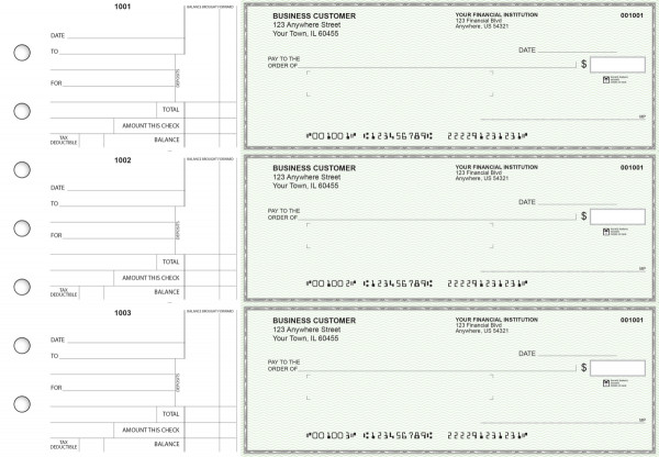 Green Safety Standard Mailer Business Checks | BU3-GRN01-SML