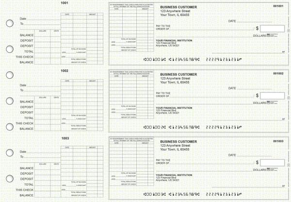 Green Knit General Itemized Invoice Business Checks | BU3-GRN02-GII