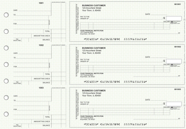 Green Knit Standard Itemized Counter Signature Business Checks | BU3-GRN02-ICS