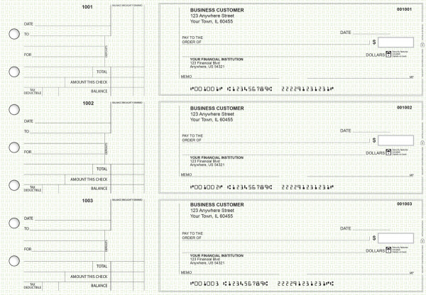 Green Knit Standard Counter Signature Business Checks | BU3-GRN02-SCS