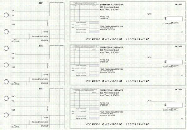 Green Knit Standard Itemized Invoice Business Checks | BU3-GRN02-SII