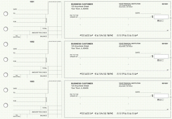 Green Knit Standard Mailer Business Checks | BU3-GRN02-SML