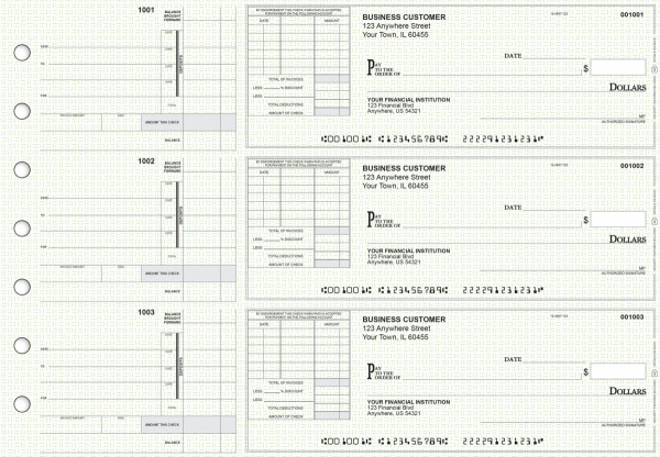 Green Knit Itemized Invoice Business Checks | BU3-GRN02-TNV