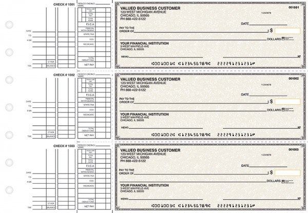 Tan Parchment Multi Purpose Business Checks | BU3-TPM01-DEP