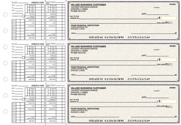 Tan Parchment Payroll Business Checks | BU3-TPM01-PAY