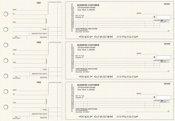 Tan Knit Standard Itemized Counter Signature Business Checks | BU3-TPM02-ICS