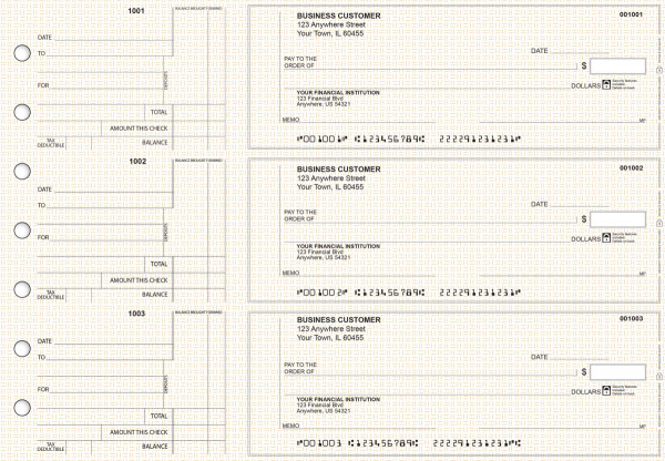 Tan Knit Standard Counter Signature Business Checks | BU3-TPM02-SCS