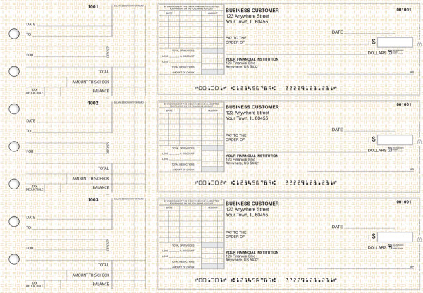 Tan Knit Standard Itemized Invoice Business Checks | BU3-TPM02-SII