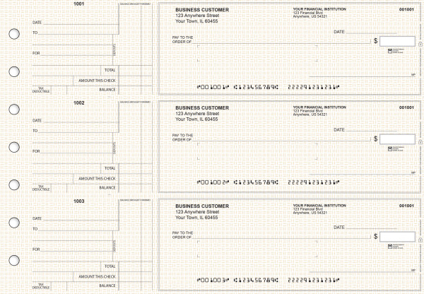 Tan Knit Standard Mailer Business Checks | BU3-TPM02-SML