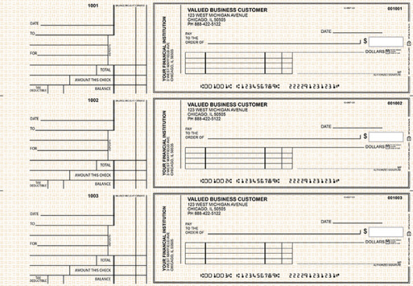 Tan Knit Standard Invoice Business Checks | BU3-TPM02-SNV