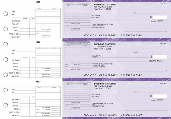 Purple Marble General Itemized Invoice Business Checks | BU3-UMA01-GII