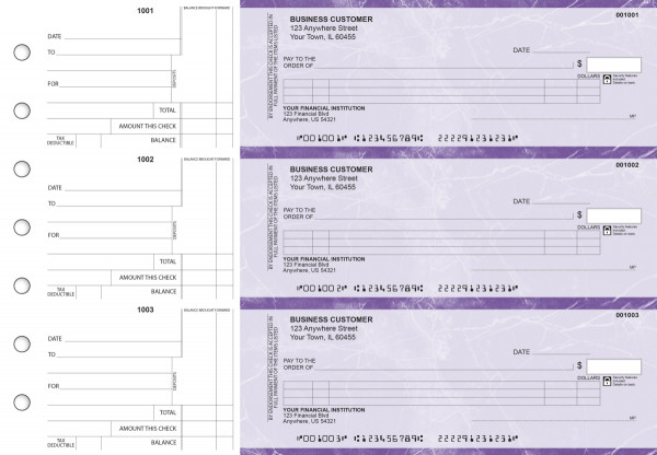 Purple Marble Itemized Counter Signature Business Checks | BU3-UMA01-ICS