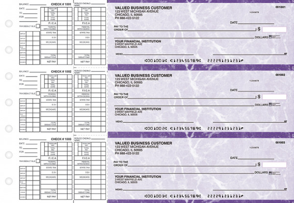 Purple Marble Payroll Business Checks | BU3-UMA01-PAY