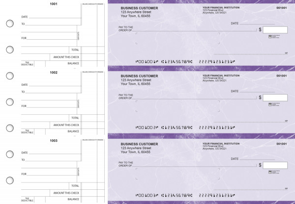 Purple Marble Standard Mailer Business Checks | BU3-UMA01-SML