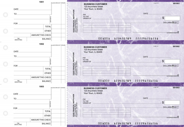 Purple Marble Standard Invoice Business Checks | BU3-UMA01-SNV