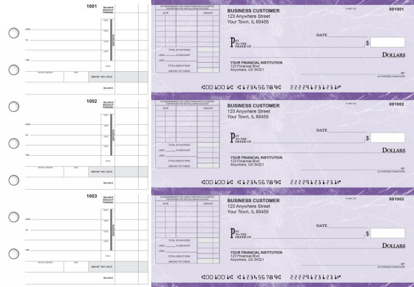 Purple Marble Itemized Invoice Business Checks | BU3-UMA01-TNV